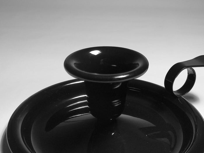 Münder Email Kerzenhalter beschichtet 14,5 cm x 13,0 cm x 6 cm, Farbe schwarz mit schwarzem Rand (Kopie)