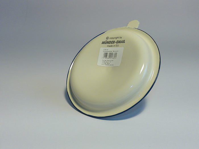 Münder Email Kerzenhalter emailliert 14,5 cm x 13,0 cm x 6 cm, Farbe creme mit blauem Rand und Blümchen