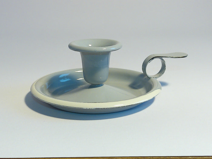 Münder Email Kerzenhalter emailliert 14,5 cm x 13,0 cm x 6 cm, Farbe grau mit weißem Rand