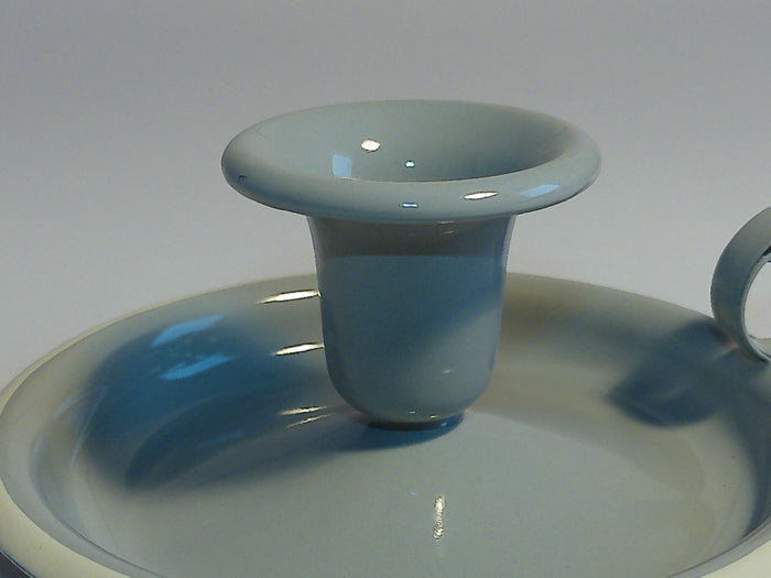 Münder Email Kerzenhalter emailliert 14,5 cm x 13,0 cm x 6 cm, Farbe grau mit weißem Rand