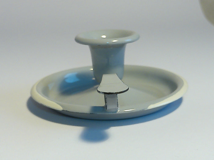 Münder Email Kerzenhalter emailliert 14,5 cm x 13,0 cm x 6 cm, Farbe grau mit weißem Rand