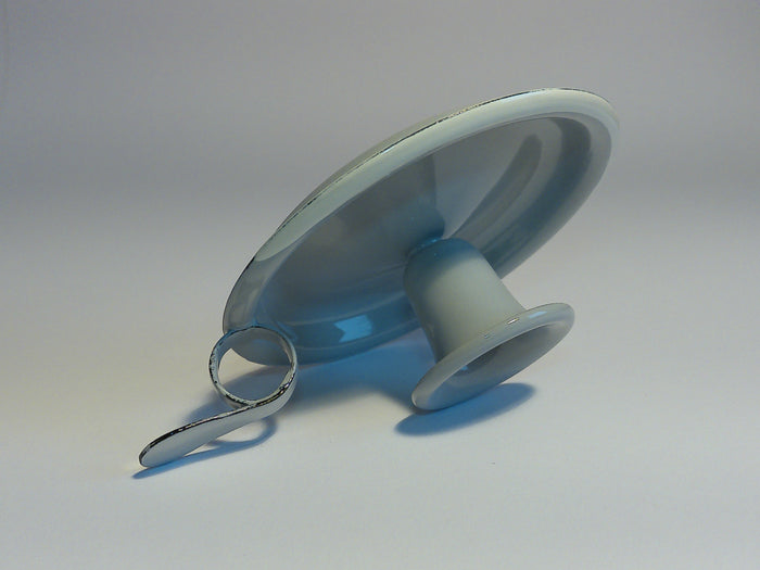 Münder Email Kerzenhalter emailliert 14,5 cm x 13,0 cm x 6 cm, Farbe grau mit weißem Rand