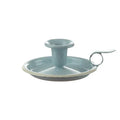 Münder Email Kerzenhalter emailliert 14,5 cm x 13,0 cm x 6 cm, Farbe hellblau mit weißem Rand