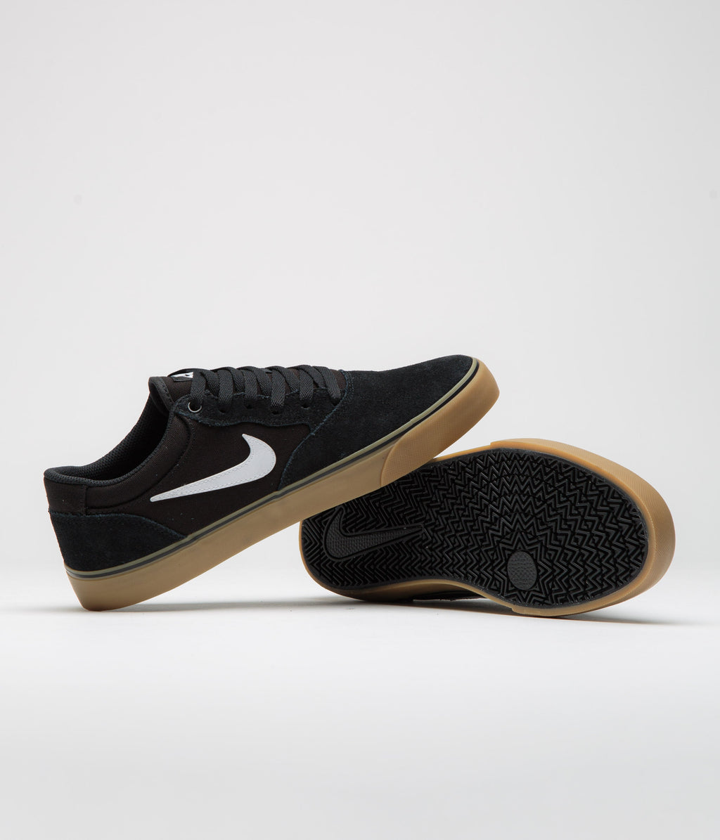 Nike SB Chron 2 Shoes - Black / White - Black - Gum Light Brown