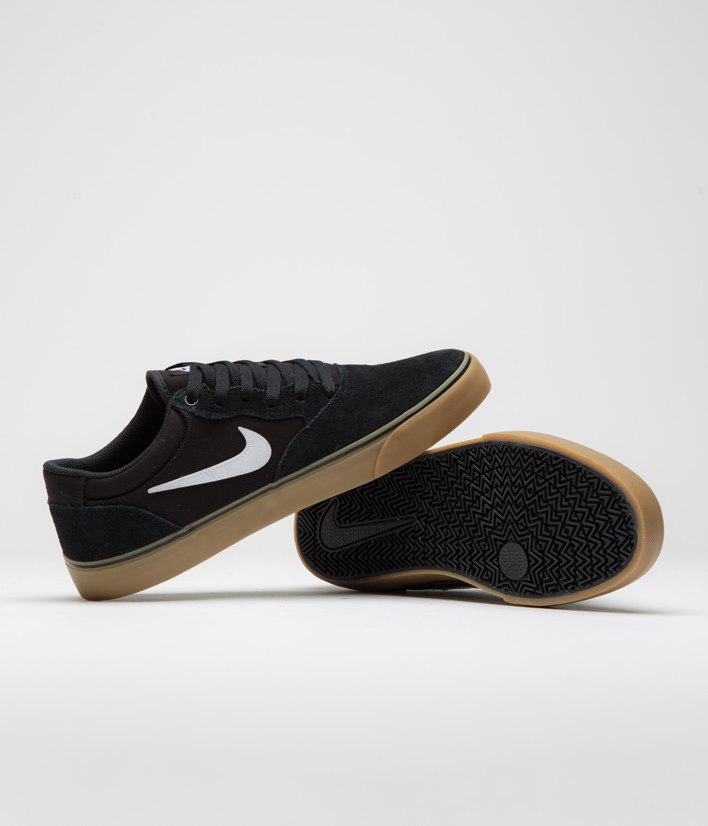 Nike SB Chron 2 Shoes - Black / White - Black - Gum Light Brown