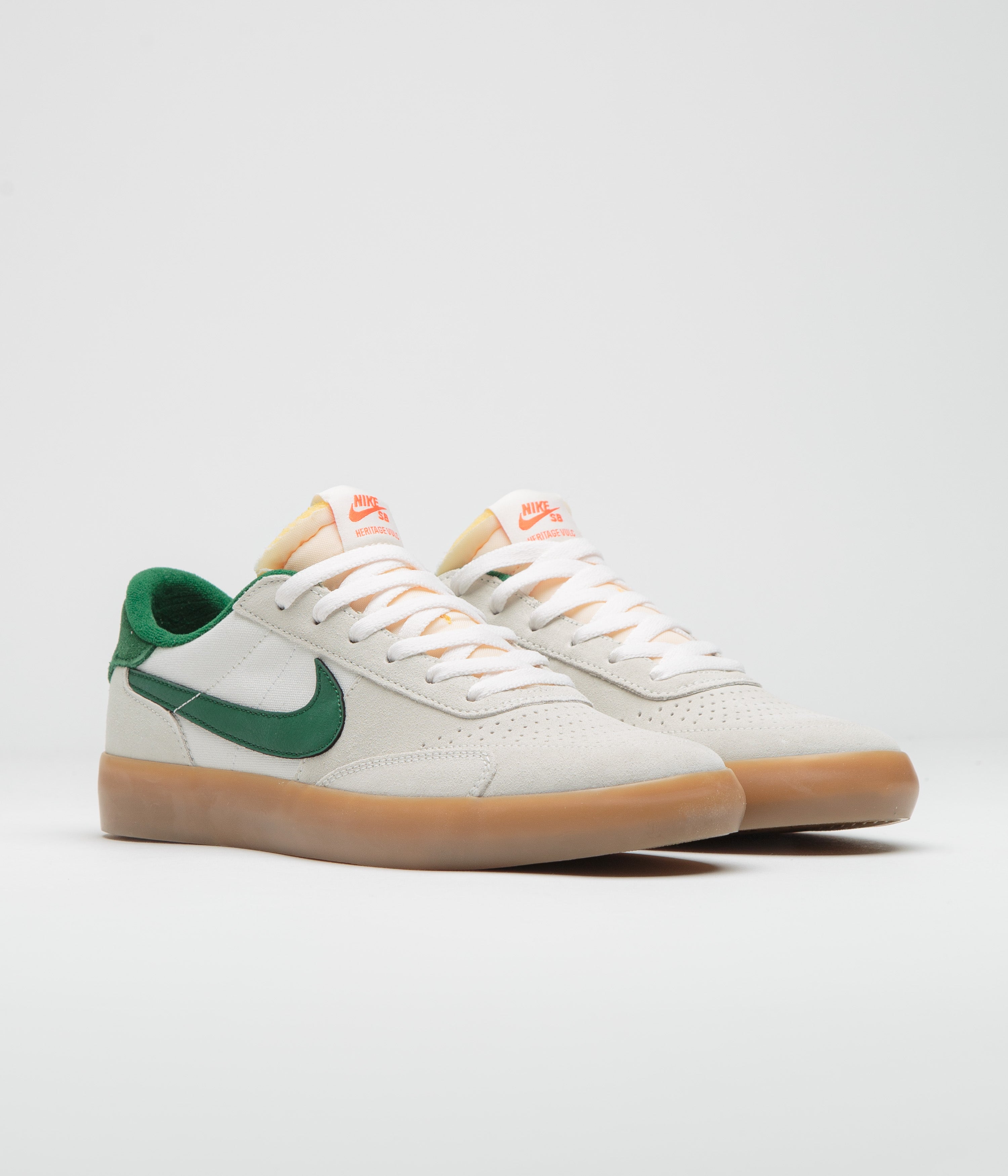 Nike SB Heritage Vulc Shoes - Sail / Gorge Green - Sail - Safety Orange