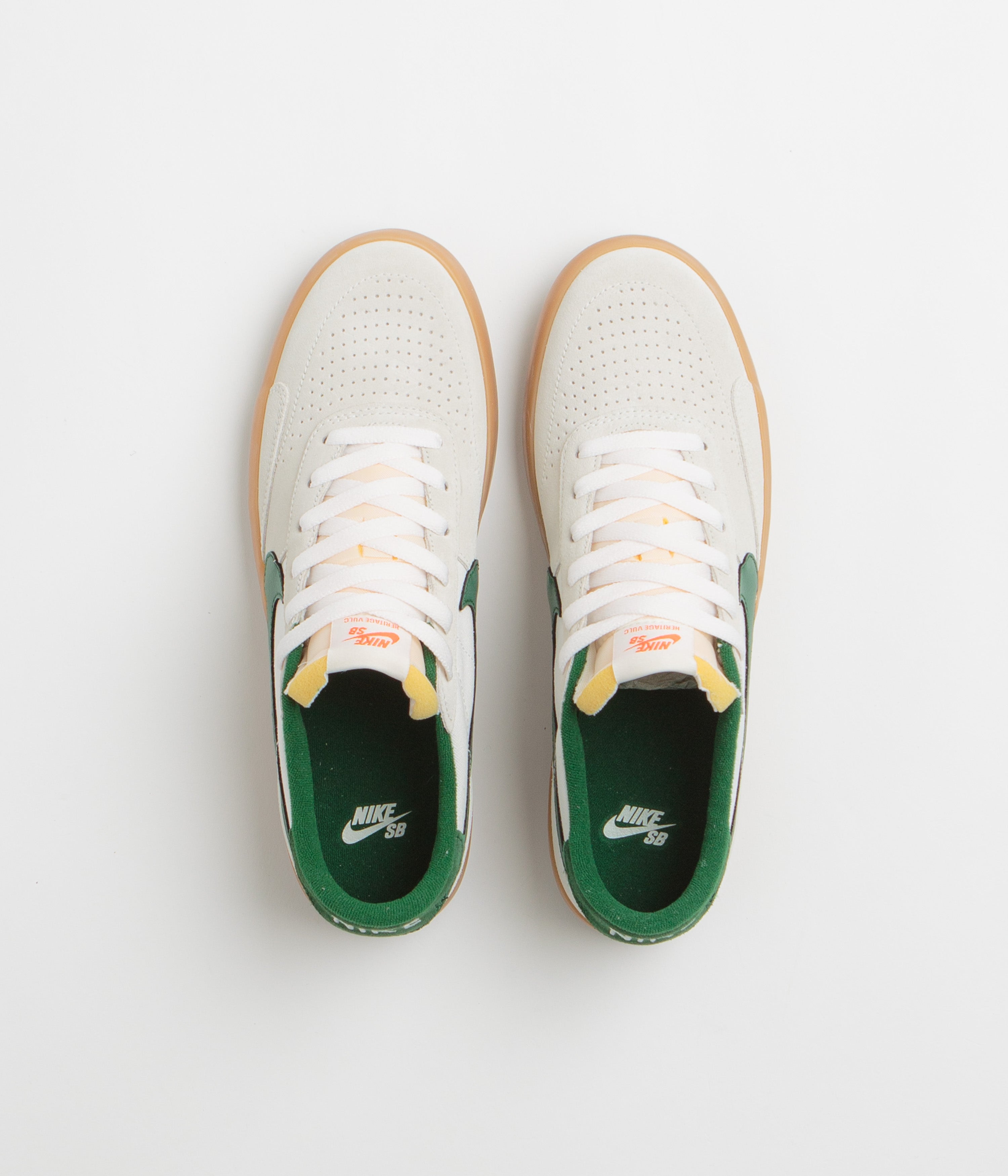 Nike SB Heritage Vulc Shoes - Sail / Gorge Green - Sail - Safety Orange