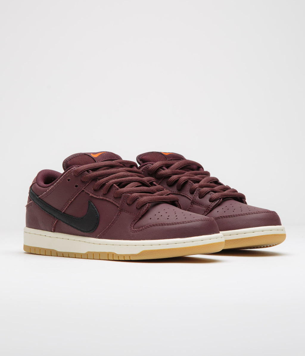 Nike SB Orange Label Dunk Low Pro Shoes - Burgundy Crush / Black - Mystic Dates - Sail
