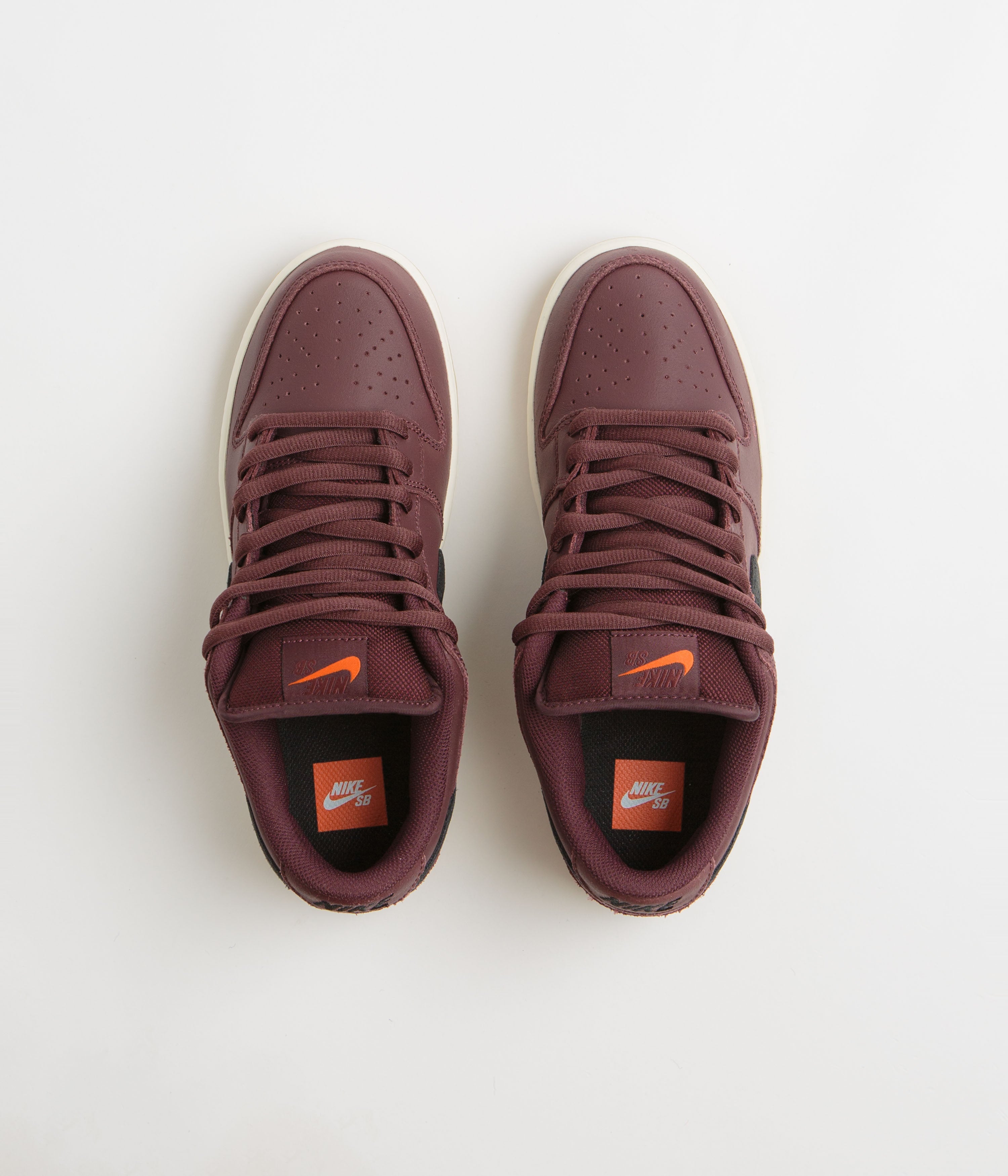 Nike SB Orange Label Dunk Low Pro Shoes - Burgundy Crush / Black - Mystic Dates - Sail