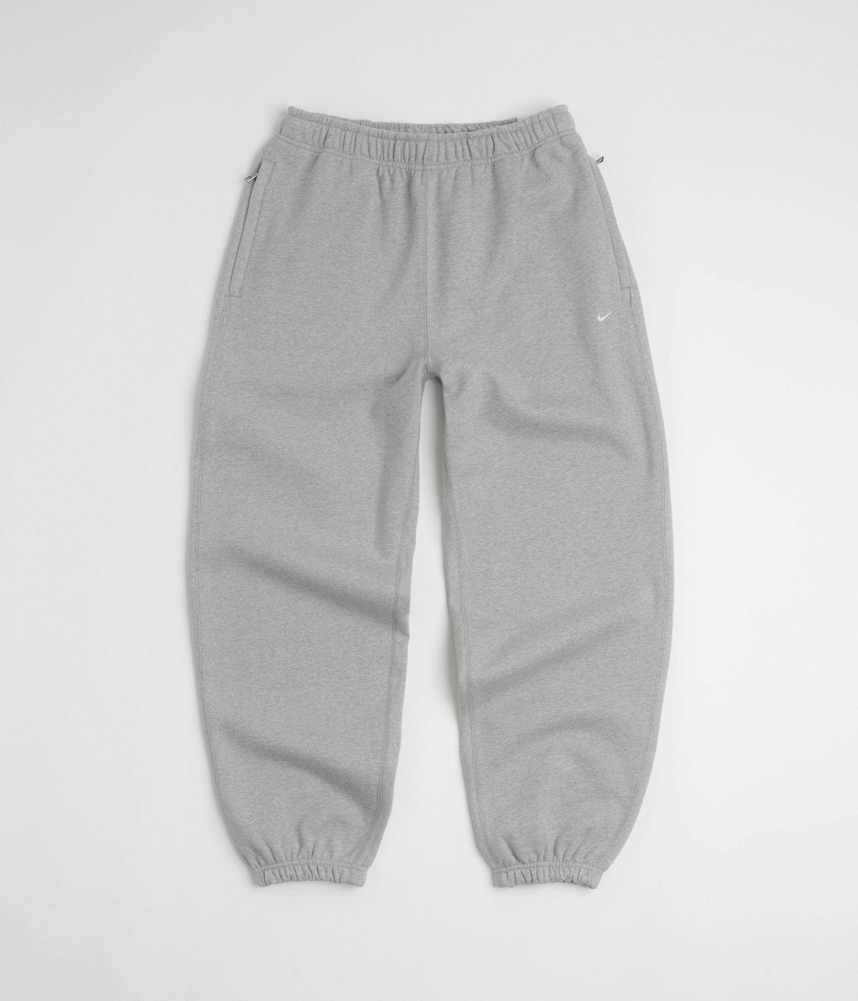 Nike Solo Swoosh Cuffed Sweatpants - Dark Grey Heather / Light Smoke Grey / White