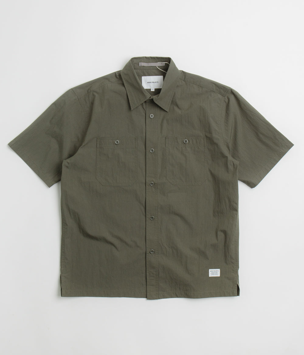 Norse Projects Ivan Tech Poplin Short Sleeve Shirt - Ivy Green