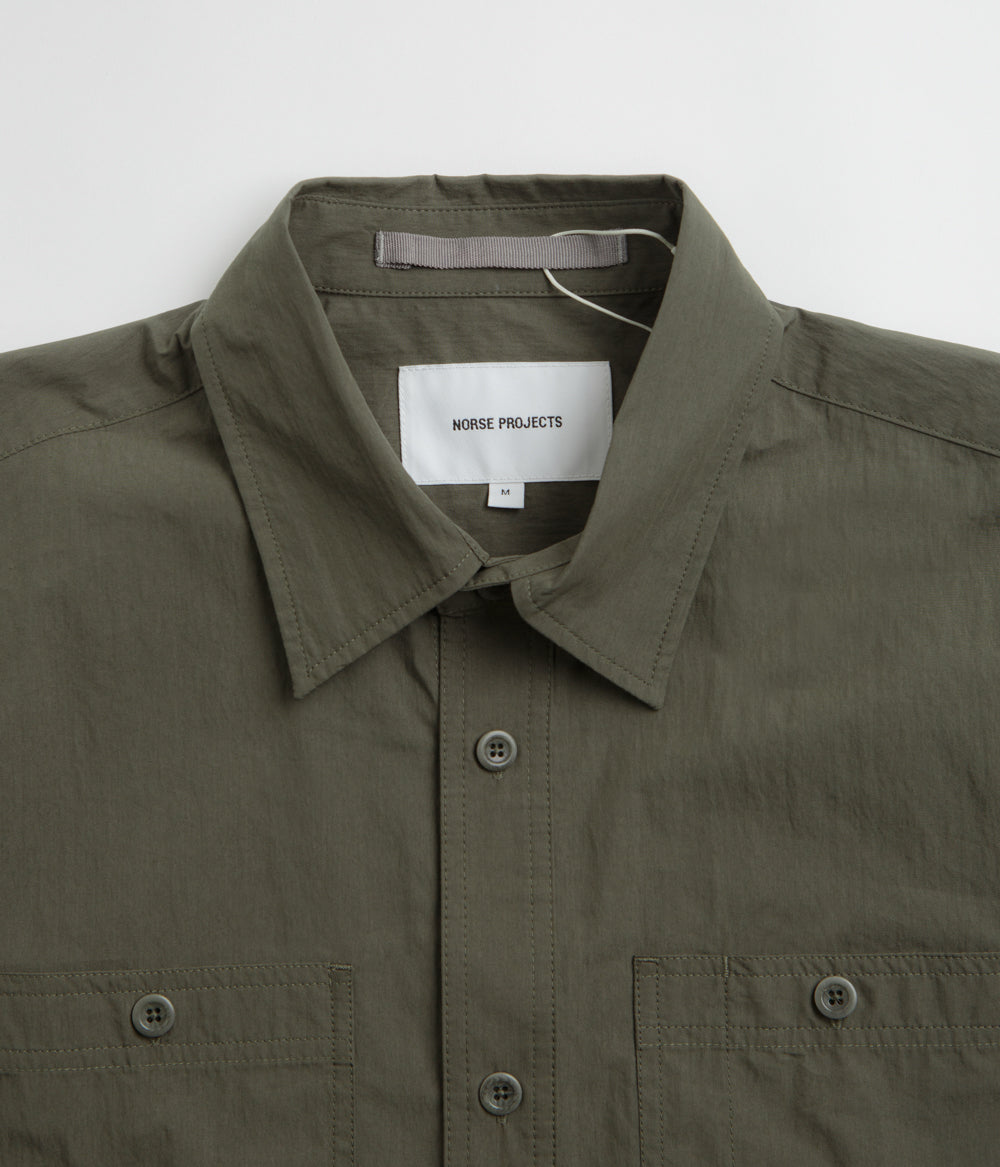 Norse Projects Ivan Tech Poplin Short Sleeve Shirt - Ivy Green