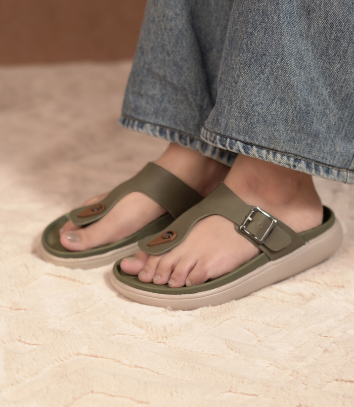 Olivia Thong – Green Comfortable Sandals for Women