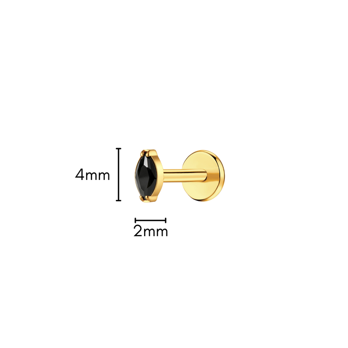 Onyx Marquise Flat Back Stud