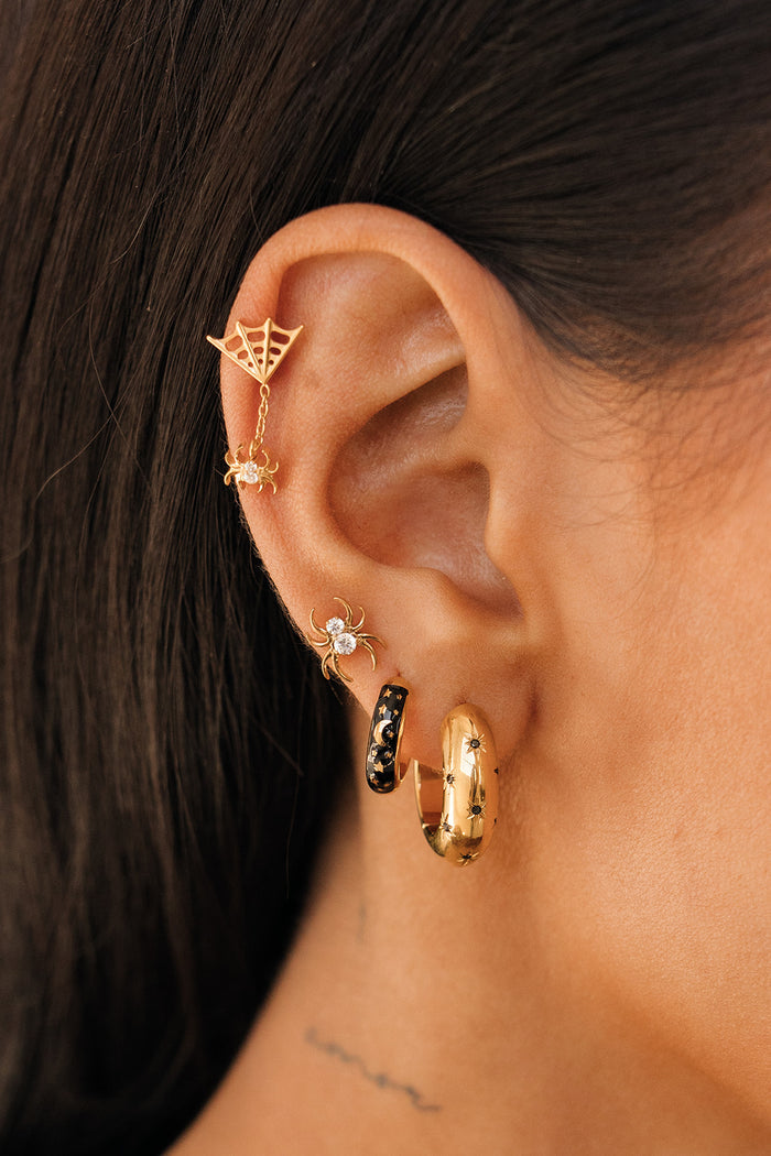 Onyx Starfall Hoops in Titanium