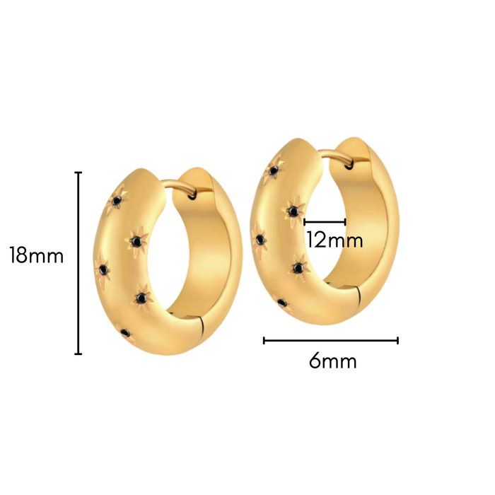 Onyx Starfall Hoops in Titanium