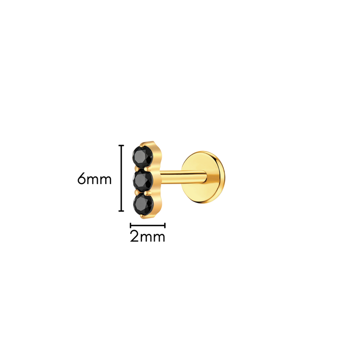 Onyx Trio Flat Back Stud