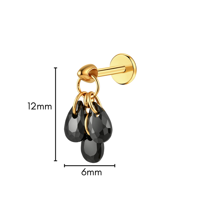 Onyx Triple Teardrop Dangle Flat Back Stud