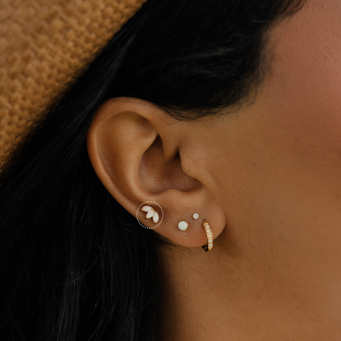 Opal Crown Jewel Flat Back Stud