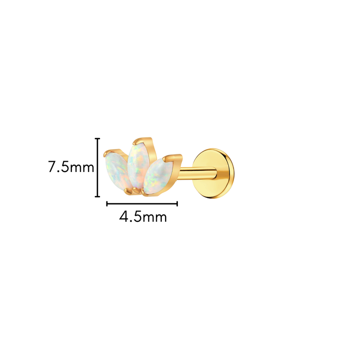 Opal Crown Jewel Flat Back Stud