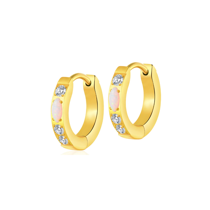 Opal Marquise Hoops in Titanium