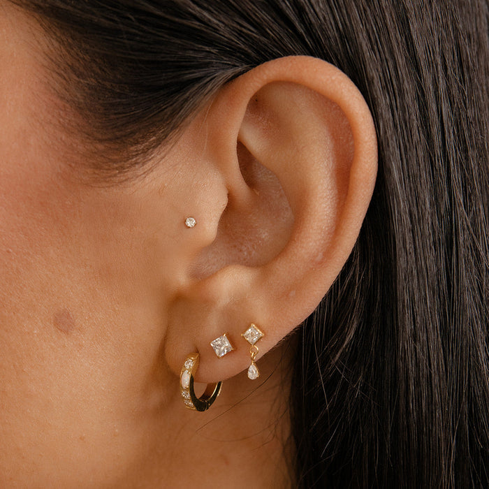 Opal Marquise Hoops in Titanium