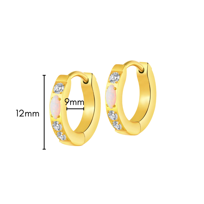 Opal Marquise Hoops in Titanium