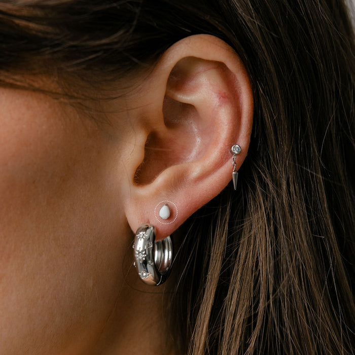 Opal Teardrop Flat Back Stud