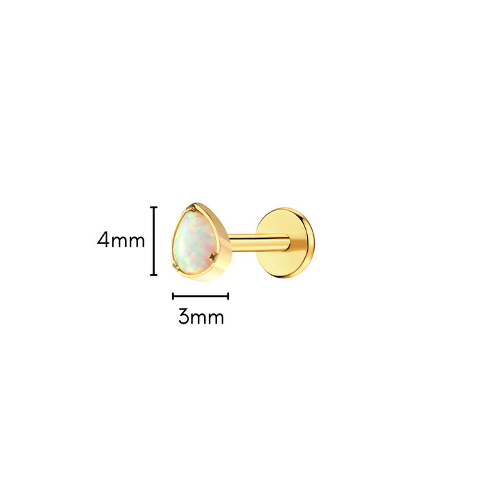 Opal Teardrop Flat Back Stud