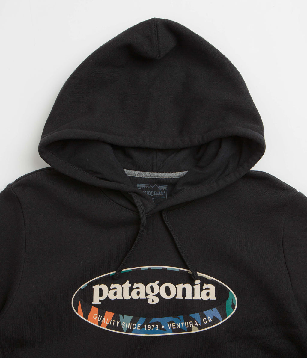 Patagonia 95 Oval Logo Uprisal Hoodie - Black: Kaleido