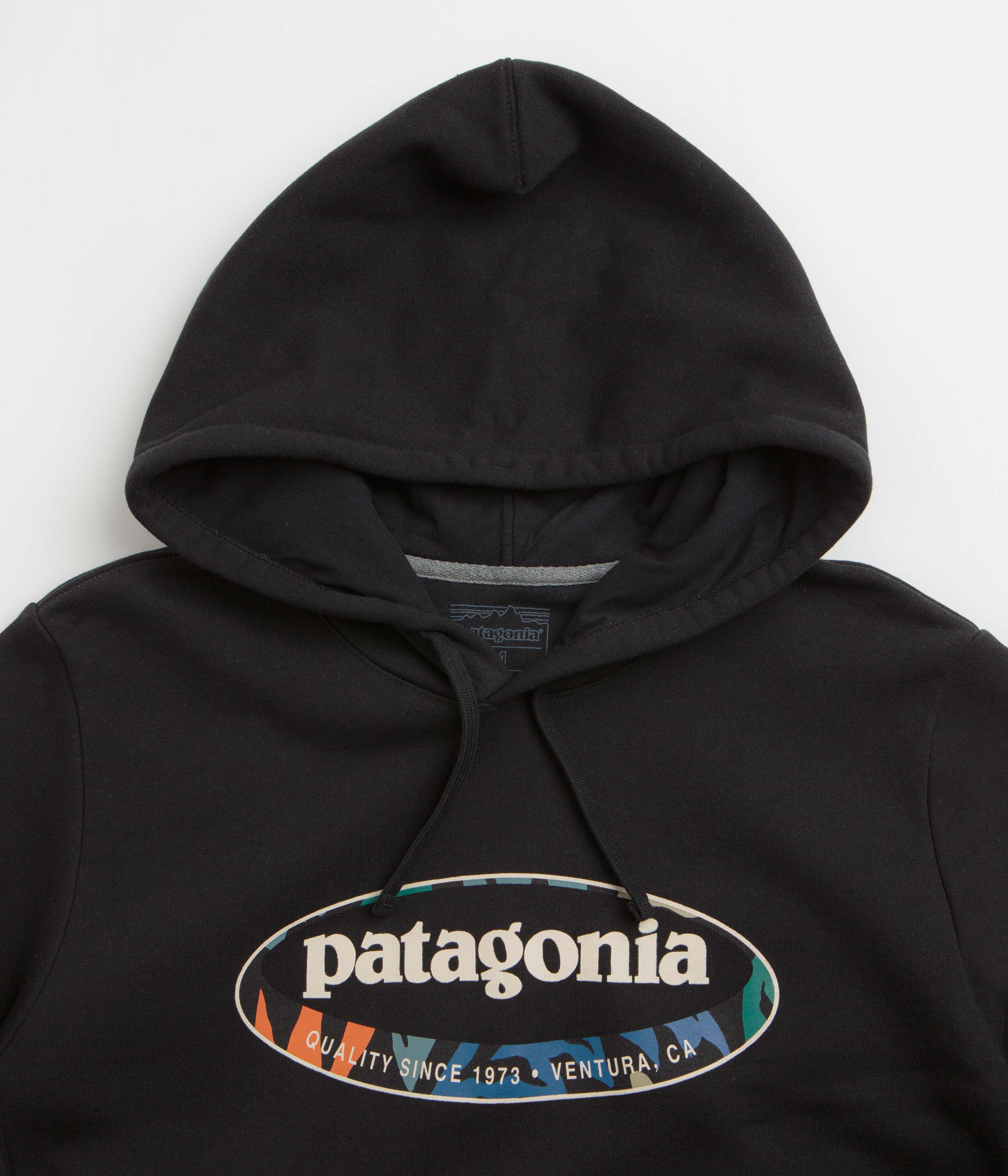 Patagonia 95 Oval Logo Uprisal Hoodie - Black: Kaleido