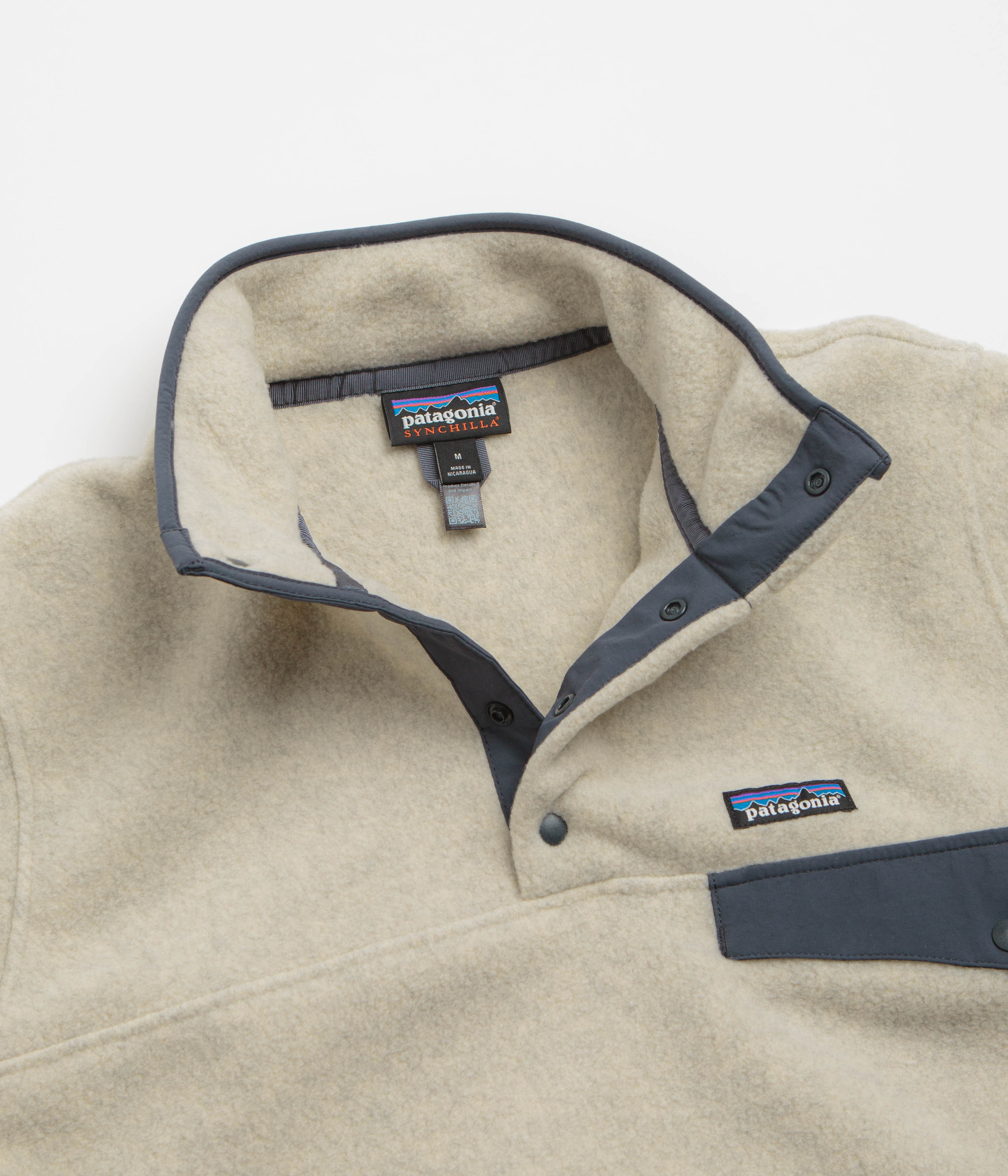 Patagonia Lightweight Synchilla Snap-T Fleece - Oatmeal Heather / Smolder Blue