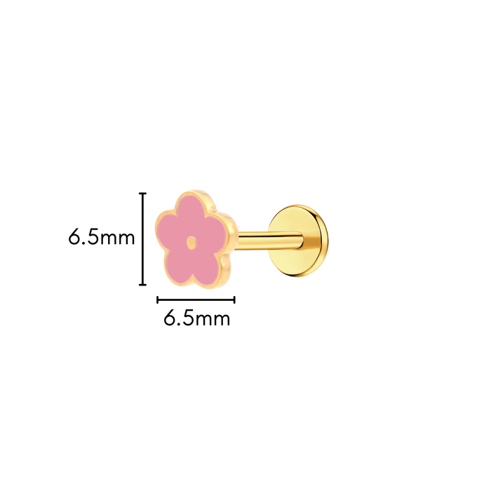 Pink Daisy Enamel Flat Back Stud