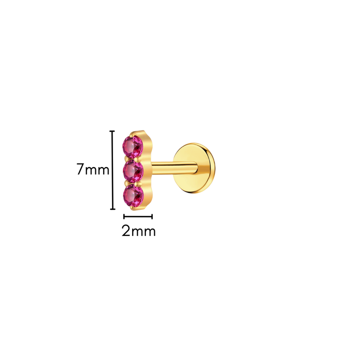 Pink Punch Tiny Trio Flat Back Stud