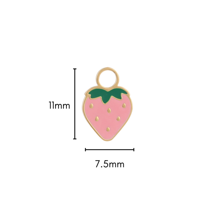 Pink Strawberry Enamel Hoop Charm