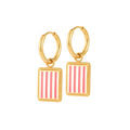 Pink Stripe Charm Hoops