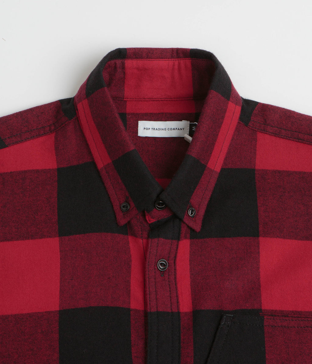 Pop Trading Company Checked BD Shirt - Black / Red