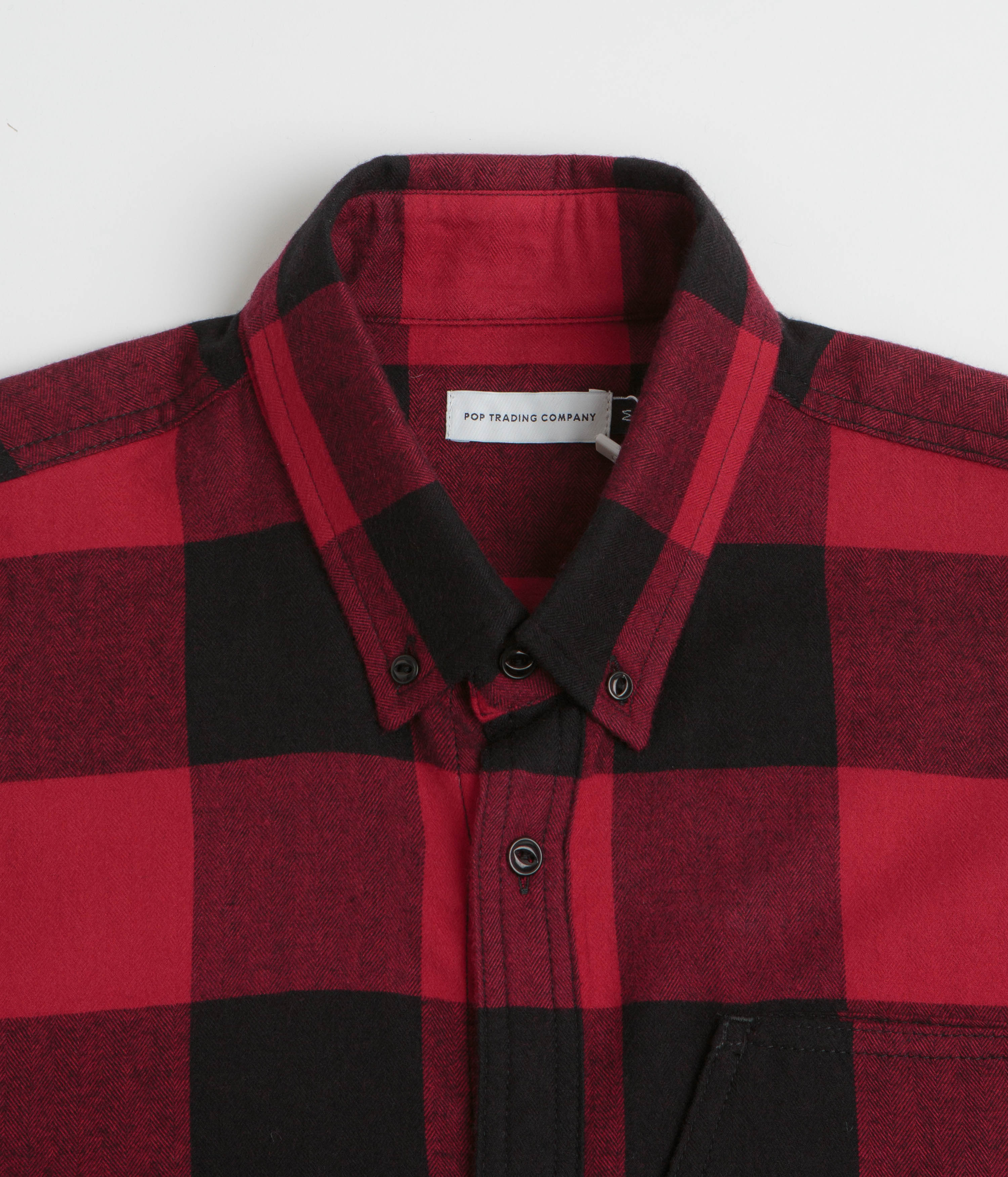 Pop Trading Company Checked BD Shirt - Black / Red