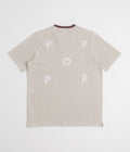 Pop Trading Company Striped Logo T-Shirt - Quarry