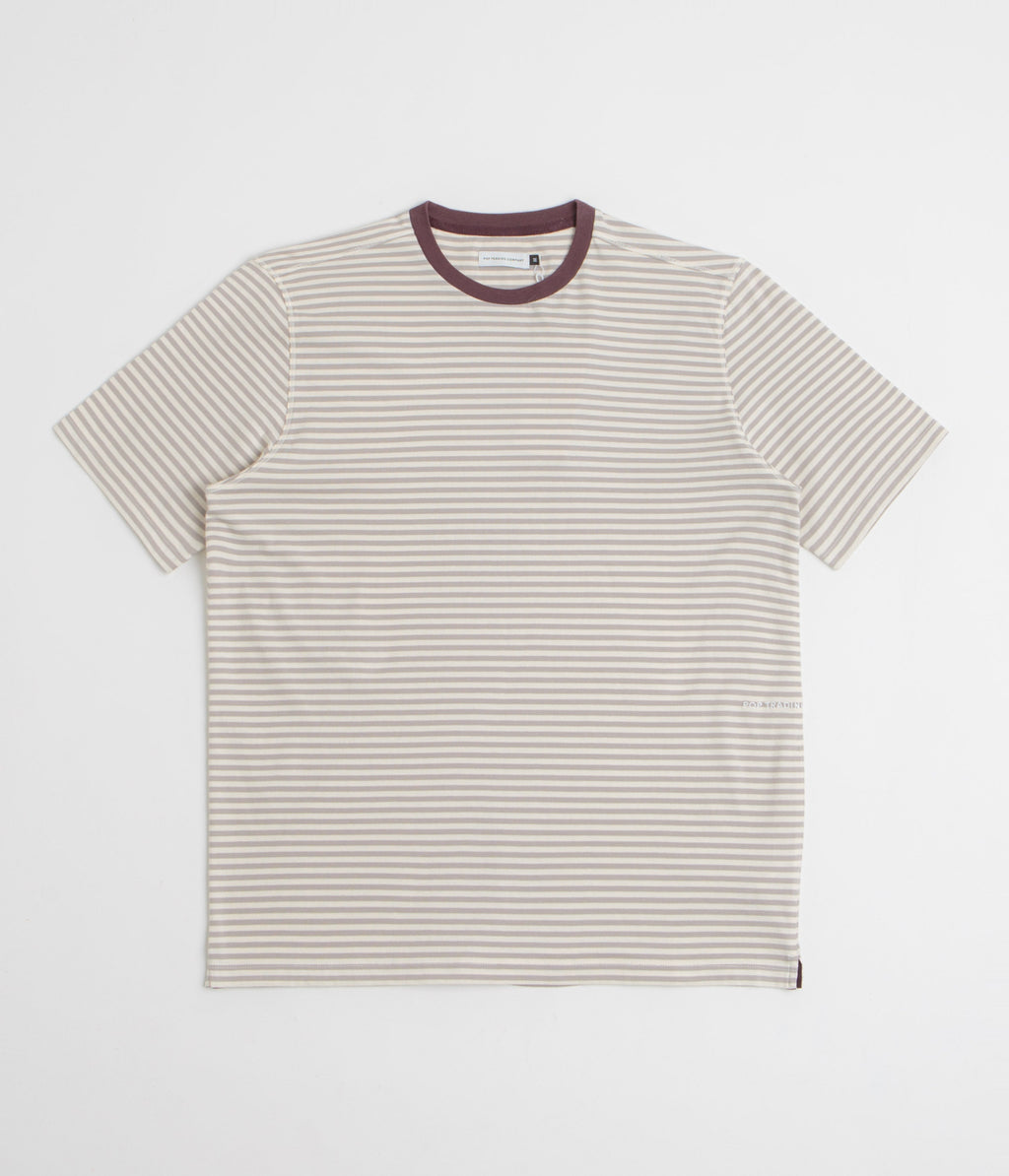 Pop Trading Company Striped Logo T-Shirt - Quarry