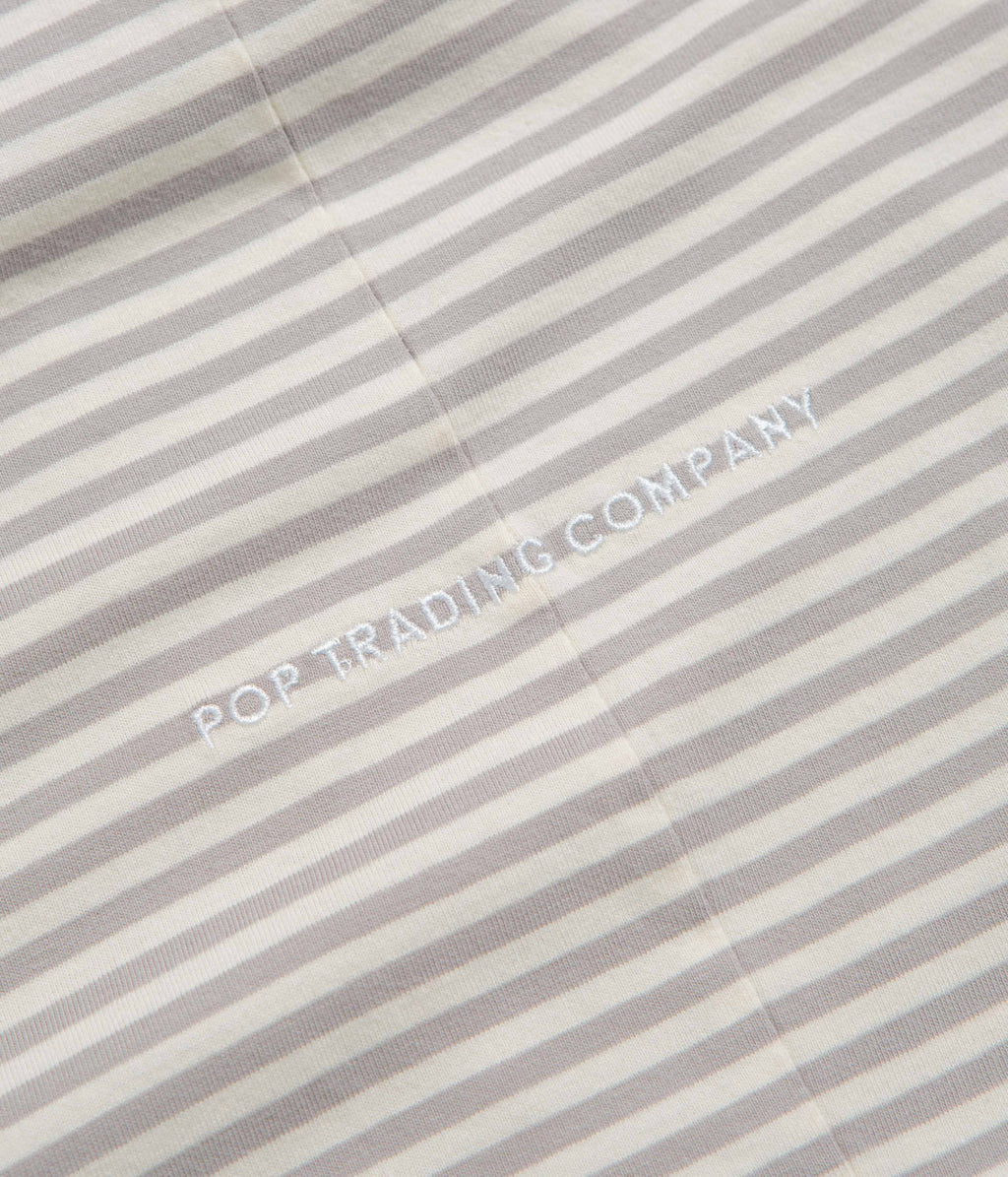 Pop Trading Company Striped Logo T-Shirt - Quarry
