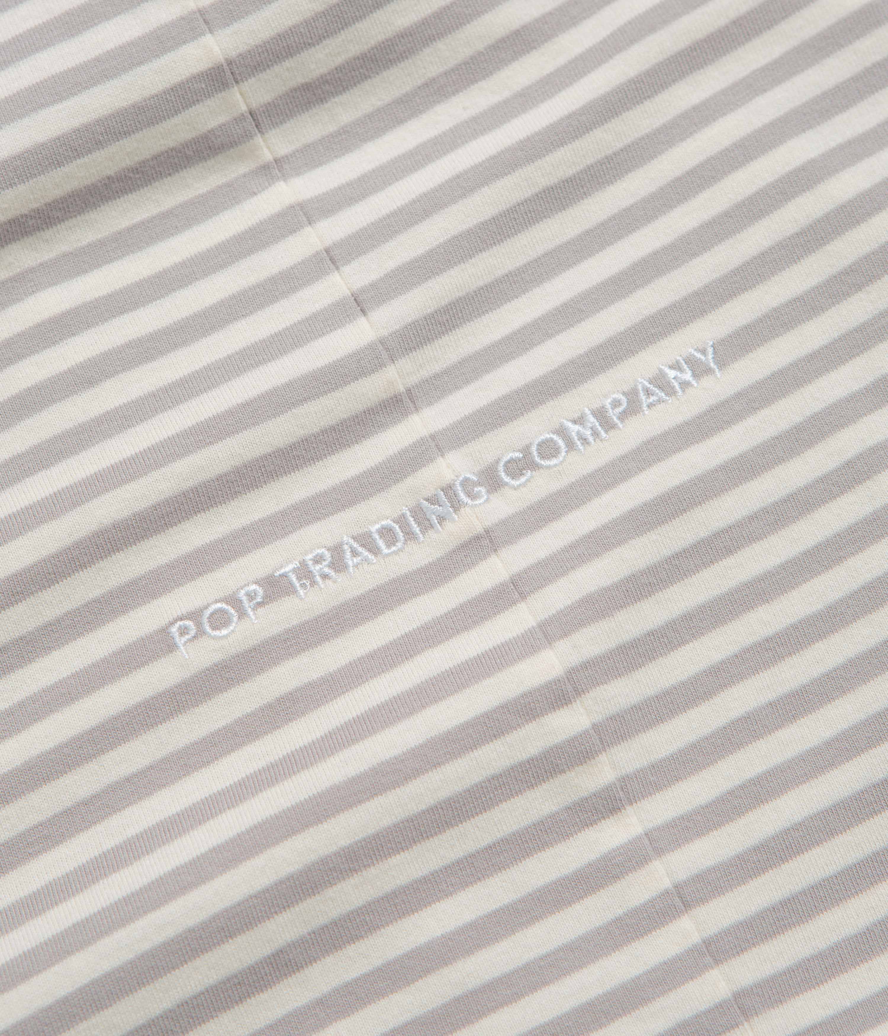 Pop Trading Company Striped Logo T-Shirt - Quarry