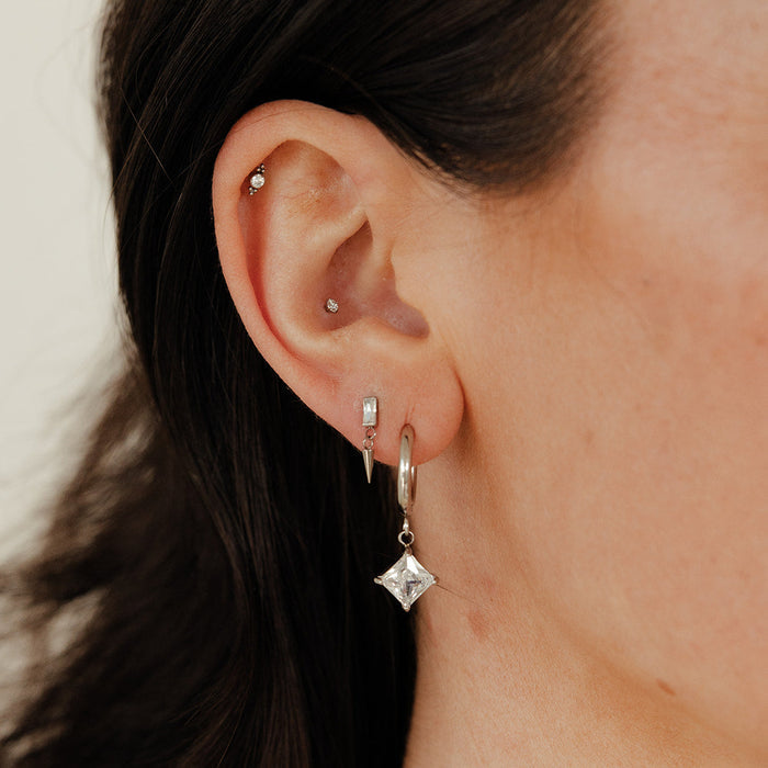 Princess Cut Charm Hoops