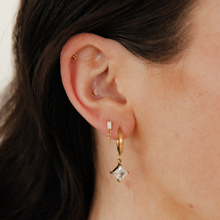Princess Cut Charm Hoops