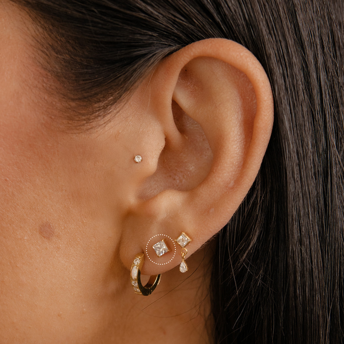 Princess Cut Flat Back Stud