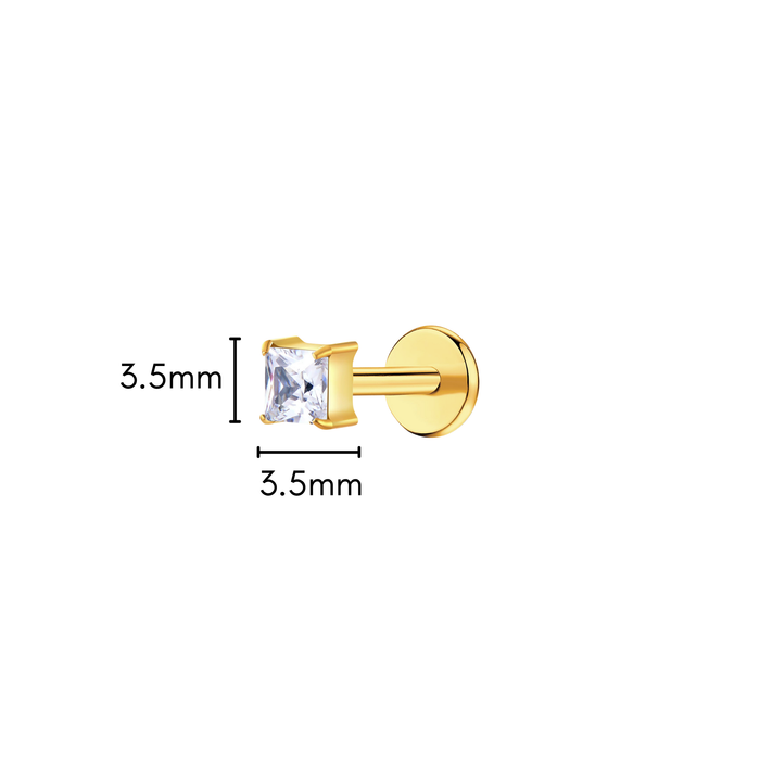 Princess Cut Flat Back Stud