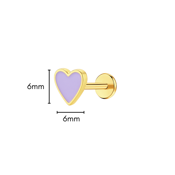 Purple Heart Enamel Flat Back Stud