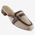 Queen Bee Ivory – Textured Block Heel Mules for Women