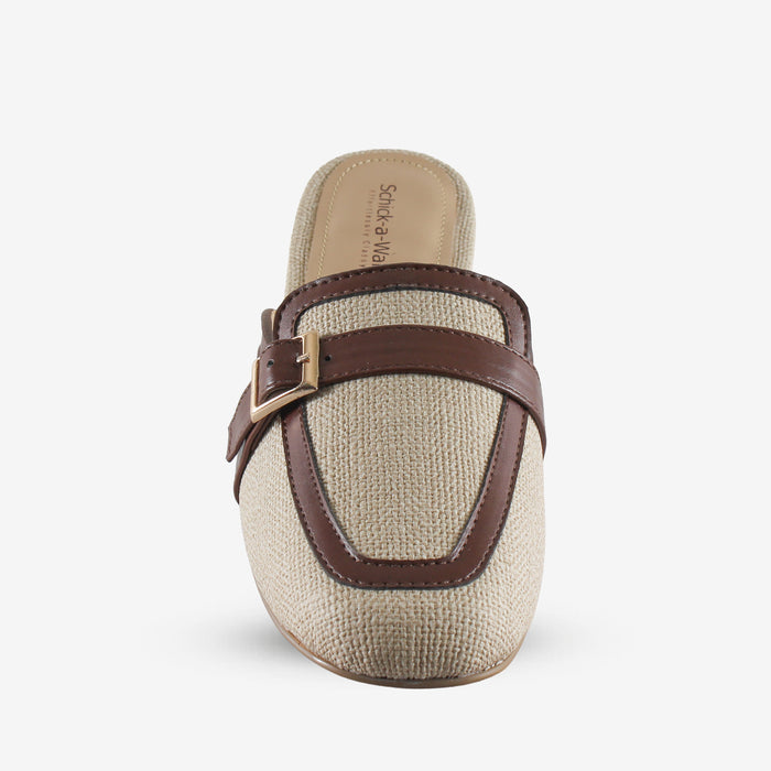 Queen Bee Ivory – Textured Block Heel Mules for Women