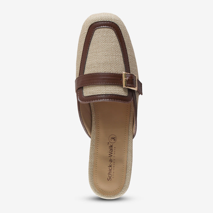 Queen Bee Ivory – Textured Block Heel Mules for Women